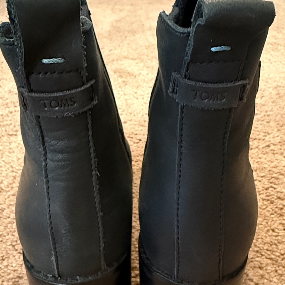Toms Black Esme Heeled Leather Boots 6.5 - Picture 6 of 13
